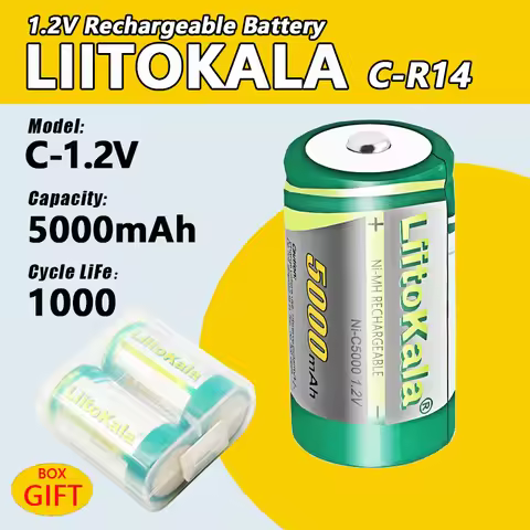 1-40PCS LiitoKala Ni-C5000 1.2V 5000mAh C Size Battery 5000mAh NiMH Rechargeable Batteries for 1000 