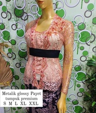 Kebaya Jadi Brokat Metalic Glossy Payet Tumpuk Lengan Panjang