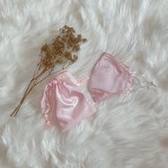 Pink Silk Mask Pouch Set (The Luxe Silk)
