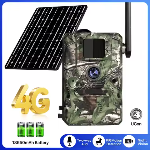 4G Solar Camera Forest Wildlife Hunting Trail Outdoor Battery Camera 2K HD PIR Motion Activated Trig