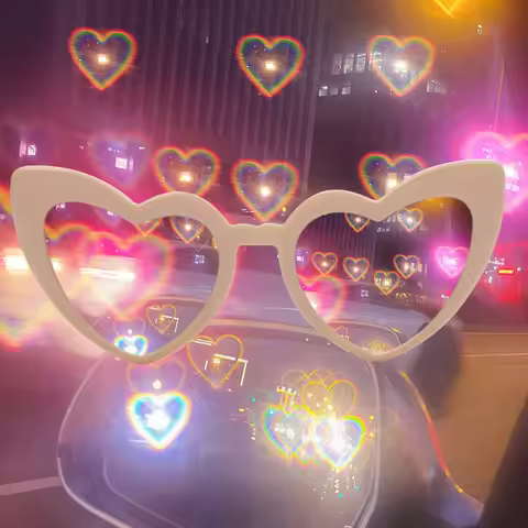 Love Special Effect Heart-shaped Glasses Fashion Heart Diffraction Sunglasses Watch The Night Lights