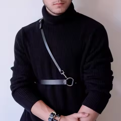 Erotic Lingerie Cowhide Leather Harness Belt BDSM Bondage Body Garters Sexual Outfit Adjustable Susp