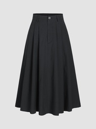 Cider Pleated Button Maxi Skirt