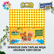Cetak Spanduk Banner Taplak Meja Es teh poci MMT Custom 120x120 CM