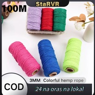 Macrame Rope Cord 3mm x 100m DIY Colored Macrame Cotton Rope / Colored Cotton Cord