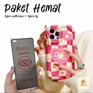 SoftCase Casing Package hp + Tempered Glass Anti Spy REDMI A1 2022 A2 2023 A3 9 9A 9C 10 4G 10A 10C 