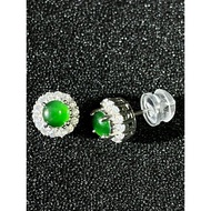 #J621 100% Natural Icy Jade Jadeite Silver Earrings H8.6m