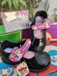 รองเท้านักเรียน รองเท้านักเรียนหญิง รองเท้าเด็กอนุบาล รองเท้าเด็กประถม คัทชูหนังดำ Unicorn/Pony ยูนิคอร์น/โพนี่ by gerry gang-6509
