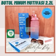 Botol Minum Motivasi Tritu 2.2 & 1.1 Liter BPA Free with Straw | Sedotan | Box Packaging | Motivatio