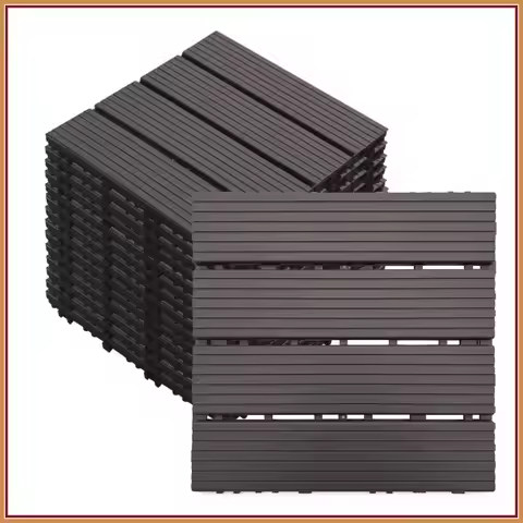 Plastic Interlocking Deck Tiles (84 Pack) - 12"x12" Outdoor Patio Flooring, Decking Tiles for Poolsi