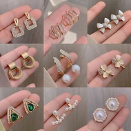 S925 Silver Retro Dangle Hoop Korea Earrings Stud Earrings Trendy Ear Jewelry Accessory