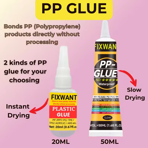 FIXWANT PP Polypropylene/ PPT / PC Polycarbonate/ TPE/ TPU/ ACRYLIC/ ABS Special Glue for Plastic Wi