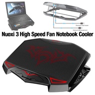 Nuoxi 3 High Speed Fan Laptop Cooler with LED Quiet Adjustable Laptop Cooling Pad Stand Dual USB
