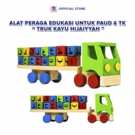 Mainan Edukasi Balok Kayu Truk Kayu Hijaiyyah