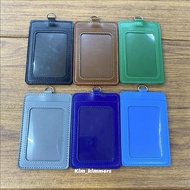 ID Case Leather Vertical id case card holder with clear id window & 1 card slot flat leather holder