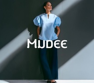 MUDEE เสื้อเบลาส์คอตั้งแขนตุ๊กตา สีฟ้า