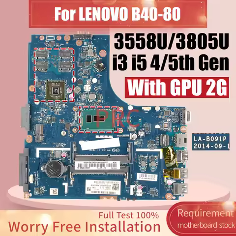 LA-B091P For LENOVO B40-80 Laptop Motherboard 5B20G46304 5B20H70757 3558U 3805U I3-4030U I3-5020U I5