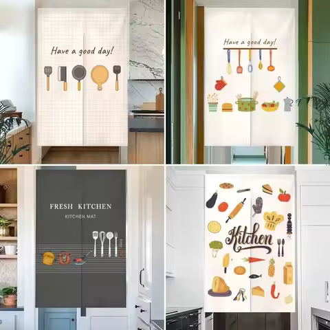 VIKAMA Half-Height Kitchen Curtain, “Have a Wonderful Day” Slogan Room Divider, Kitchen Entry Curtai