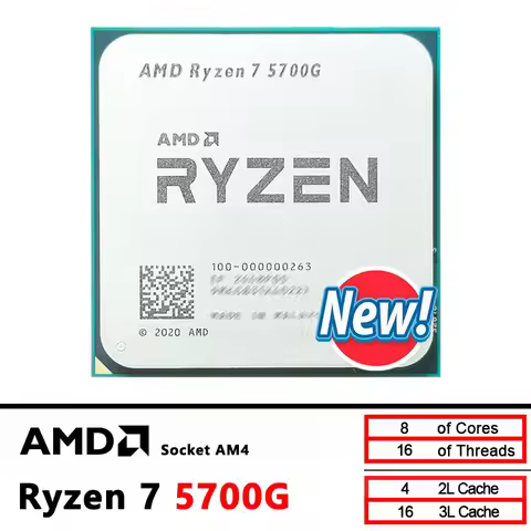 AMD Ryzen 7 5700G R7 5700G New 3.8GHz Eight-Core 16-Thread 65W CPU L3=16M 100-000000263 Socket AM4
