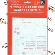 Fujimi 1/20 Williams FW14B 1992 UK sponsored water sticker 11271