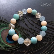 10mm Amazonite, Citrine, Aquamarine and Calcite Bracelet