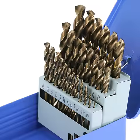 Cobalt Drill Bits Set M35 High Speed Steel Twist Jobber Length for Hardened Metal, Stainless Steel, 