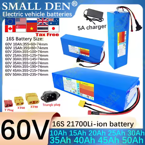 60V 50Ah 45Ah 40Ah 35Ah 30Ah 25Ah 20Ah 15Ah 10Ah21700Lithium Battery Pack 3000W Power WithBMS Suitab