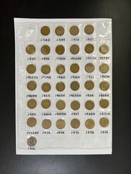 （大全套：男皇+英女皇共35枚大壹毫）香港硬幣 - 英皇佐治六世1948-51年和英女王伊利沙伯二世 1958-1980年大一毫 Government of Hong Kong Coin - King