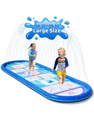 LADER Splash Pad Sprinkler for Playing, Thicken Sprinkler & Splash Water Game Play Mat, 114" x 39",