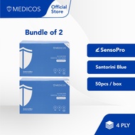 MEDICOS Sensopro HydroCharge 4 Ply Sub Micron Surgical Face Mask Sensitive Skin - Santorini Blue (2 Boxes)