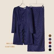 YOUMILIER Elegant Malay Two - Piece: Traditional Patterned Top & Long Skirt YMWM045