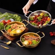 WASSUP Korean Stainless Steel Cooking Pots Seafood Double Ear Pot Fondue Ramen Noodles Pan Kitchen