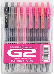 Pilot G2 Premium Gel Roller Pens, NEW Mean Girls Movie-Inspired 8 Pack Pouch, Fine Point 0.7 mm, Ass