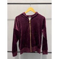 BURGUNDY VELOUR Zip Up Hoodie JACKET