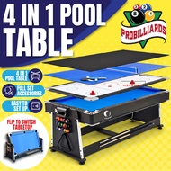 Pool Table 4 in 1 Meja pool tennis Ping pong Air hockey Desk top hoki multipurpose multi game two si