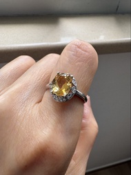 淨體黃水晶S925通體純銀大戒面銀戒Clear Citrine S925 Sterling Silver Ring,rings, Earrings, earring,bracelet,bracelet