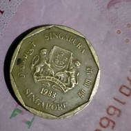 koin 1 Dollar Singapura 1988