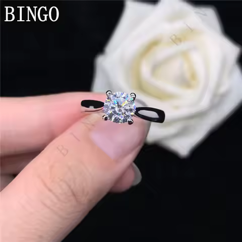 Beautiful 0.5CT Moissanite Engagement Ring 5mm Diamond Lovely Bridal Jewelry Solid 18K White Gold AU