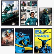 F1 Racer Fernando Alonso Poster Art Print Home Bedroom Cafe Decor,No Frame Canvas Painting Gift TKC6