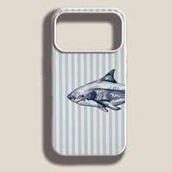 1pc Striped Shark Pattern Liquid Silicone Shockproof Phone Case, Suitable As Holiday Gift Compatible