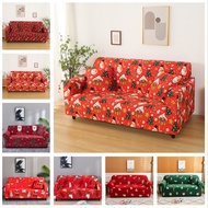【MECEROCK】Xmas Elastic Sofa Cover 1/2/3/4 Seater L Shape Non-slip Slipcover Christmas Decoration