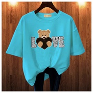 GET FASHION - BAJU KAOS ATASAN WANITA KOREAN STYLE BAJU KAOS IMPORT BEAR LOVE BLUS JUMBO OVERSIZE BI