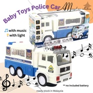 Ready Stock  Kids Boy Auto Moving Police Truck with Siren & LED Lights and Sound Electronic Toy Play