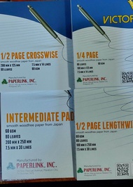 Victory pad paper  w paper (intermediate, or 1/2 Crosswise or  Lenghtwise, or 1/4 9r complete set)