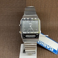 Casio AQ-800E-1A Vintage Analog Digital Black Dial Grid Pattern Men Retro Watch