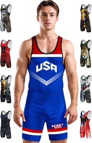 Exxact Sports Sublimated Wrestling Singlet for MMA, Powerlifting Singlet Youth Wrestling Singlet Men