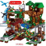 My World Enginebricks Set Mine Farm Mountain Cave Waterfall Village Jungle Tree House Figures City Building Blocks Toy