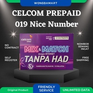 Celcom prepaid 019 number celcom sim card unlimited Internet simkad celcom