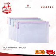 5PCS Plastic File Folder - Zippered Bag Folder for Stationery School Supplies/ - BG002
