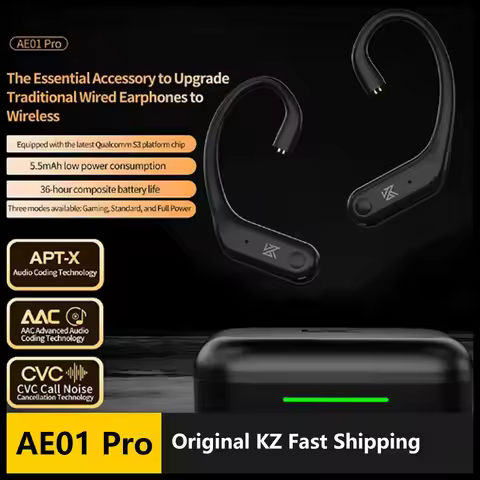 KZ AE01 Pro Wireless Upgrade Ear Hook Earphones Cable ANC Noise Cancellation Bluetooth 5.2 C-Pin Sup